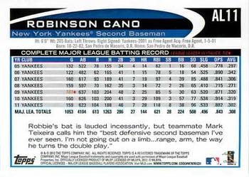 2012 Topps American League All-Stars #AL11 Robinson Cano Back