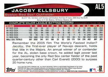 2012 Topps American League All-Stars #AL5 Jacoby Ellsbury Back