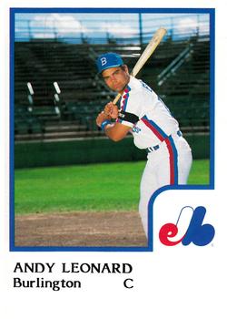 1986 ProCards Burlington Expos #15 Andy Leonard Front
