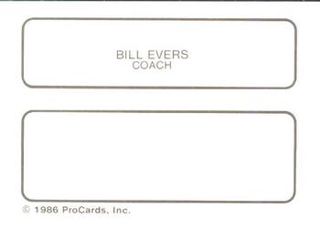 1986 ProCards Clinton Giants #NNO Bill Evers Back