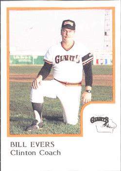 1986 ProCards Clinton Giants #NNO Bill Evers Front