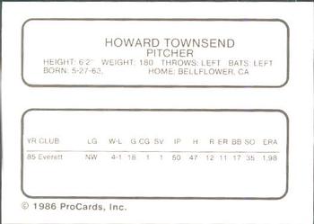 1986 ProCards Clinton Giants #NNO Howard Townsend Back