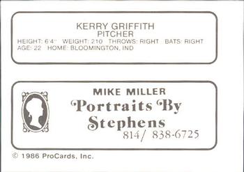 1986 ProCards Erie Cardinals #NNO Kerry Griffith Back
