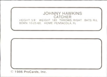 1986 ProCards Florida State League All-Stars #21 John Hawkins Back