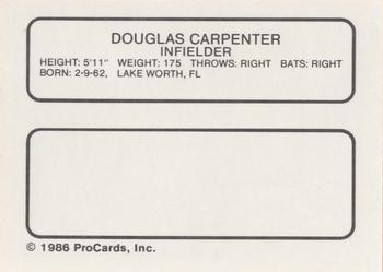 1986 ProCards Ft. Lauderdale Yankees #NNO Doug Carpenter Back