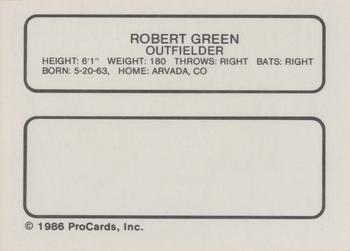 1986 ProCards Ft. Lauderdale Yankees #NNO Robert Green Back