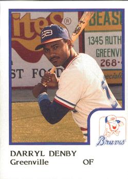 1986 ProCards Greenville Braves #8 Darryl Denby Front