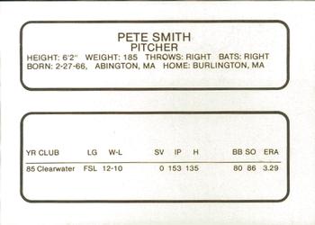 1986 ProCards Greenville Braves #18 Pete Smith Back