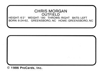 1986 ProCards Lakeland Tigers #NNO Chris Morgan Back