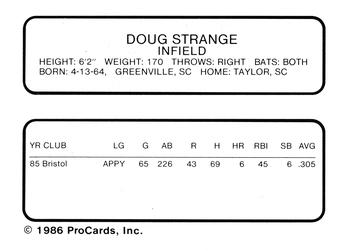 1986 ProCards Lakeland Tigers #NNO Doug Strange Back