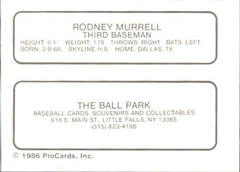 1986 ProCards Little Falls Mets #NNO Rodney Murrell Back