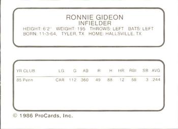 1986 ProCards Lynchburg Mets #NNO Ronnie Gideon Back