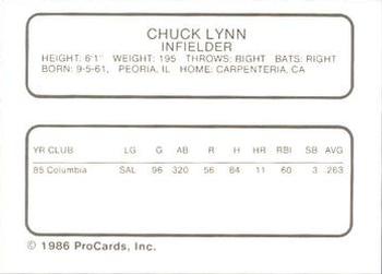 1986 ProCards Lynchburg Mets #NNO Chuck Lynn Back