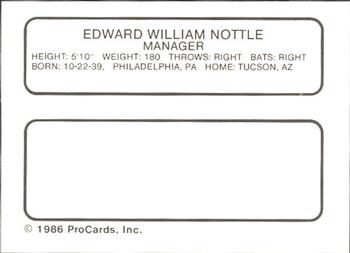 1986 ProCards Pawtucket Red Sox #NNO Ed Nottle Back
