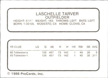 1986 ProCards Pawtucket Red Sox #NNO Laschelle Tarver Back