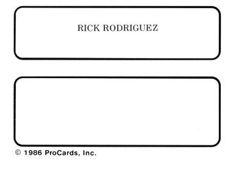 1986 ProCards Tacoma Tigers #19 Rick Rodriguez Back