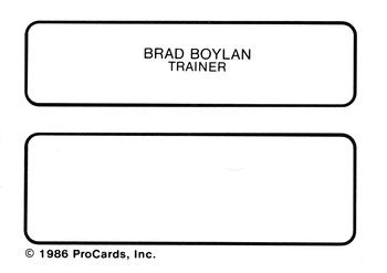 1986 ProCards Toledo Mud Hens #2 Brad Boylan Back