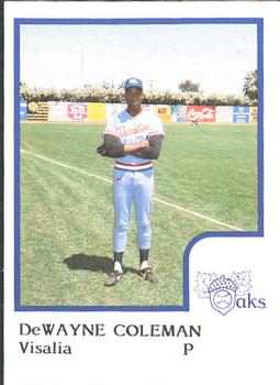 1986 ProCards Visalia Oaks #7 DeWayne Coleman Front