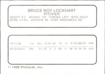 1986 ProCards Winter Haven Red Sox #NNO Bruce Lockhart Back