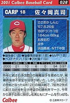 2001 Calbee #028 Shinji Sasaoka Back