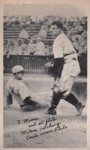 1936 National Chicle Fine Pen Premiums (R313) #NNO Terry Moore out at plate / Jimmie Wilson catching Front