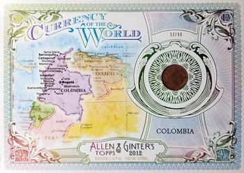 2012 Topps Allen & Ginter - Currency of the World Cabinet Relics #CW-5 Colombia Front