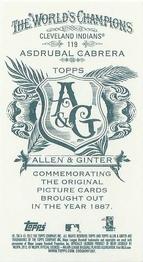 2012 Topps Allen & Ginter - Mini A & G Back #119 Asdrubal Cabrera Back