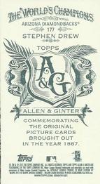 2012 Topps Allen & Ginter - Mini A & G Back #177 Stephen Drew Back