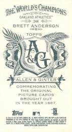 2012 Topps Allen & Ginter - Mini A & G Back #244 Brett Anderson Back