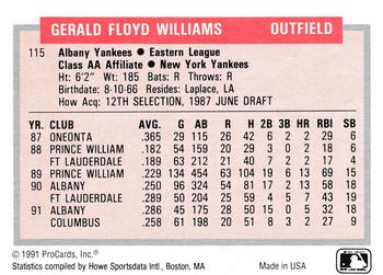 1991-92 ProCards Tomorrow's Heroes #115 Gerald Williams Back