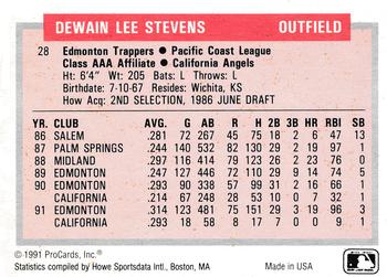 1991-92 ProCards Tomorrow's Heroes #28 Lee Stevens Back