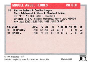 1991-92 ProCards Tomorrow's Heroes #55 Miguel Flores Back