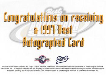 1997 Best - Autographs Autograph Series #NNO Wes Helms Back