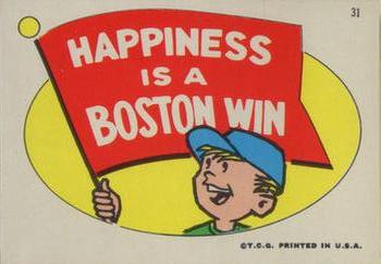 1967 Topps Stickers Boston Red Sox #31 Happiness is a Boston Win Front
