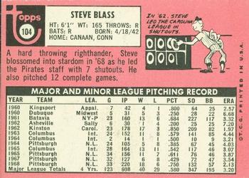 1969 Topps #104 Steve Blass Back