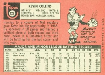 1969 Topps #127 Kevin Collins Back