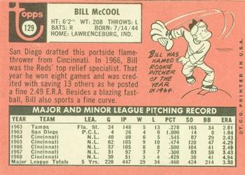 1969 Topps #129 Bill McCool Back