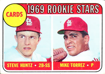 1969 Topps #136 Cardinals 1969 Rookie Stars (Steve Huntz / Mike Torrez) Front