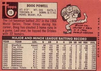 1969 Topps #15 Boog Powell Back