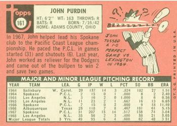 1969 Topps #161 John Purdin Back