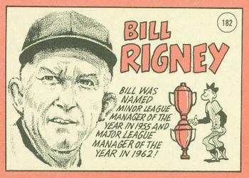 1969 Topps #182 Bill Rigney Back