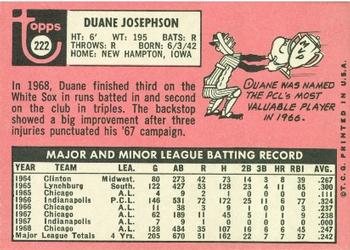 1969 Topps #222 Duane Josephson Back