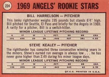 1969 Topps #224 Angels 1969 Rookie Stars (Bill Harrelson / Steve Kealey) Back