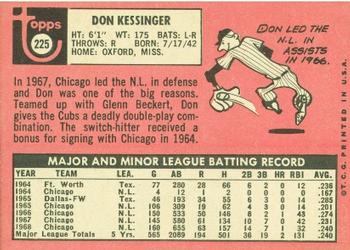 1969 Topps #225 Don Kessinger Back