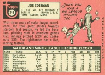 1969 Topps #246 Joe Coleman Back