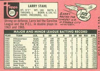 1969 Topps #271 Larry Stahl Back