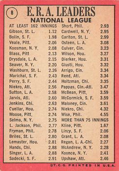 1969 Topps #8 National League 1968 ERA Leaders (Bob Gibson / Bobby Bolin / Bob Veale) Back