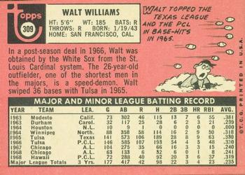 1969 Topps #309 Walt Williams Back