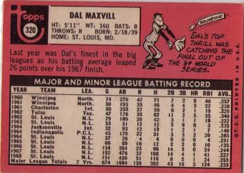 1969 Topps #320 Dal Maxvill Back