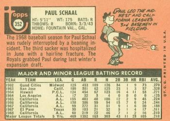 1969 Topps #352 Paul Schaal Back